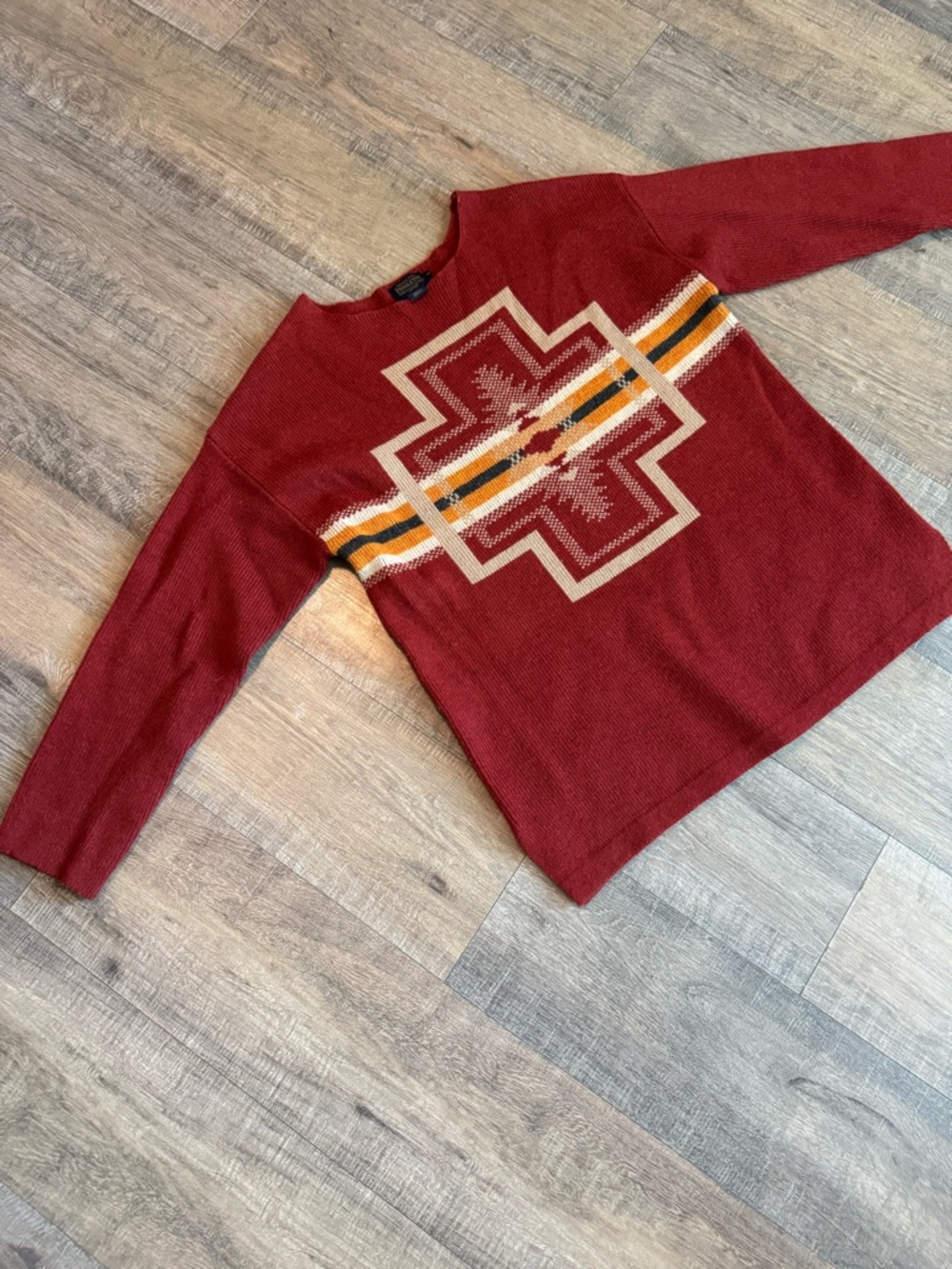 Pendleton Red Geometric Lambs Wool Pullover Sweater -Mediun